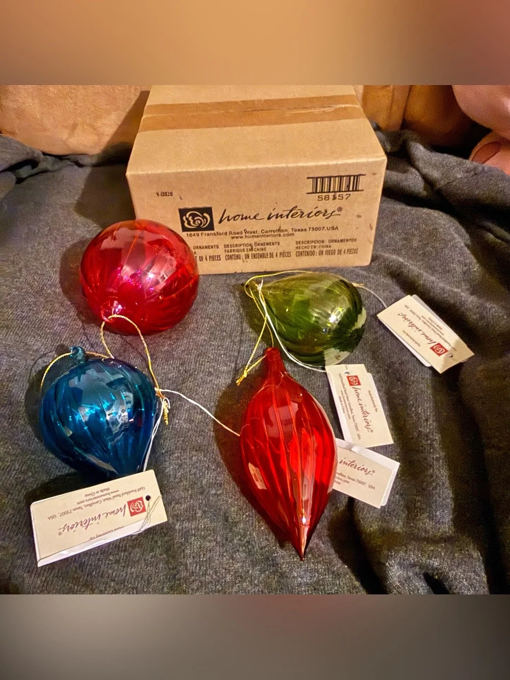 Vintage Home Interiors and Gifts Blown Glass Christmas Ornament set of 4